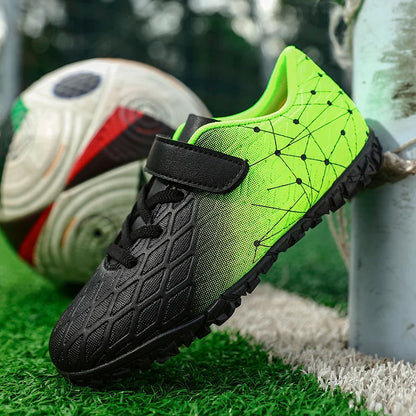 Vyriški futbolo bateliai, mergaičių futbolo bateliai su spygliais, lauko rungtynėms ir treniruotėms skirti sportiniai futbolo bateliai su ilgais spygliais, patogūs, kvėpuojantys, berniukams, neslystantys