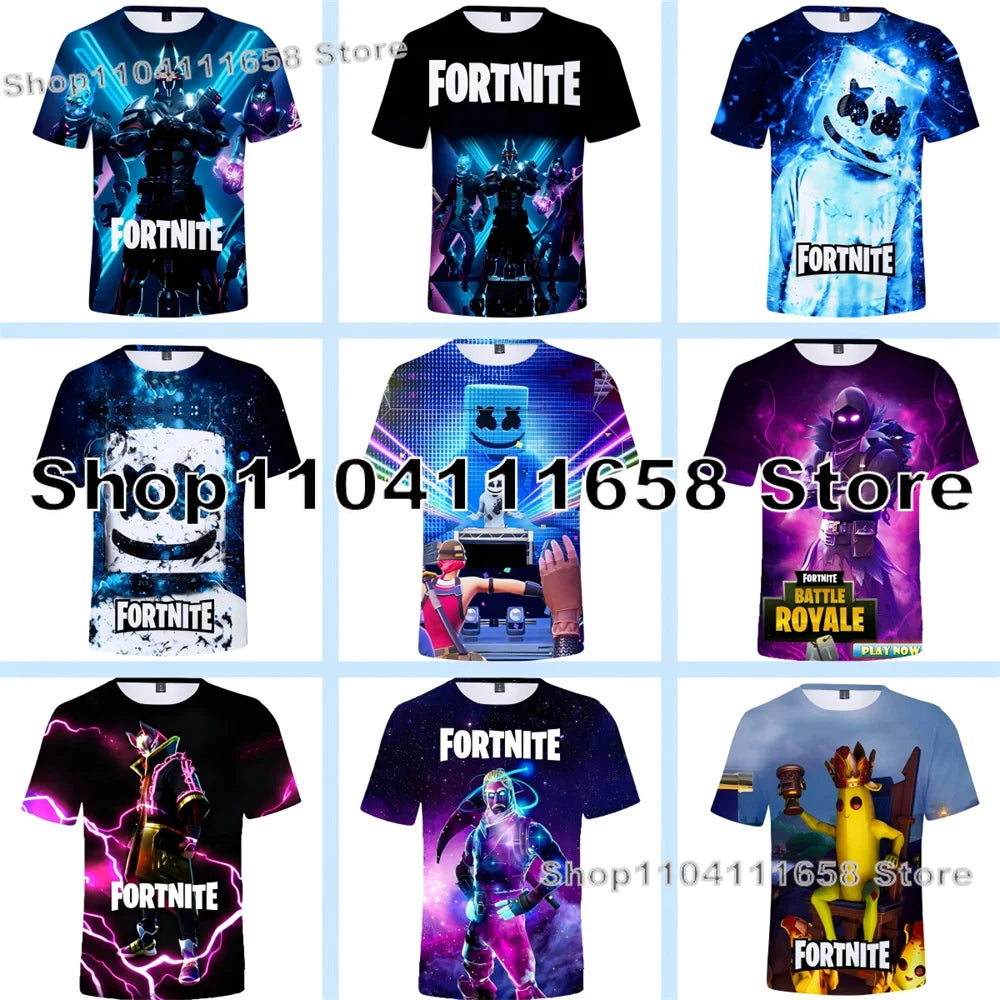 Summer T-shirt Raven Ultima Knight Fortnite T-Shirt, 3D Print Banana Peely Men’s Tee, Battle Royale Game Tops, Birthday Gifts