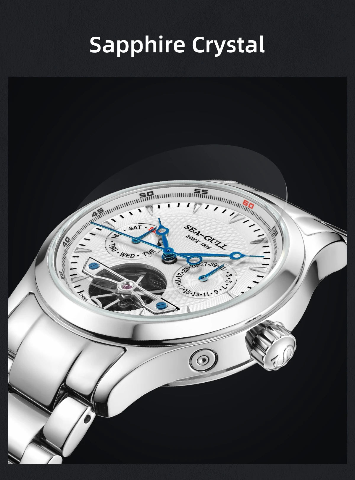 Seagull Flywheel Series Men's Watch Xidong Mechanical Watch 316L Precision Steel Band 39mm Business Watch Relojes Para Hombres