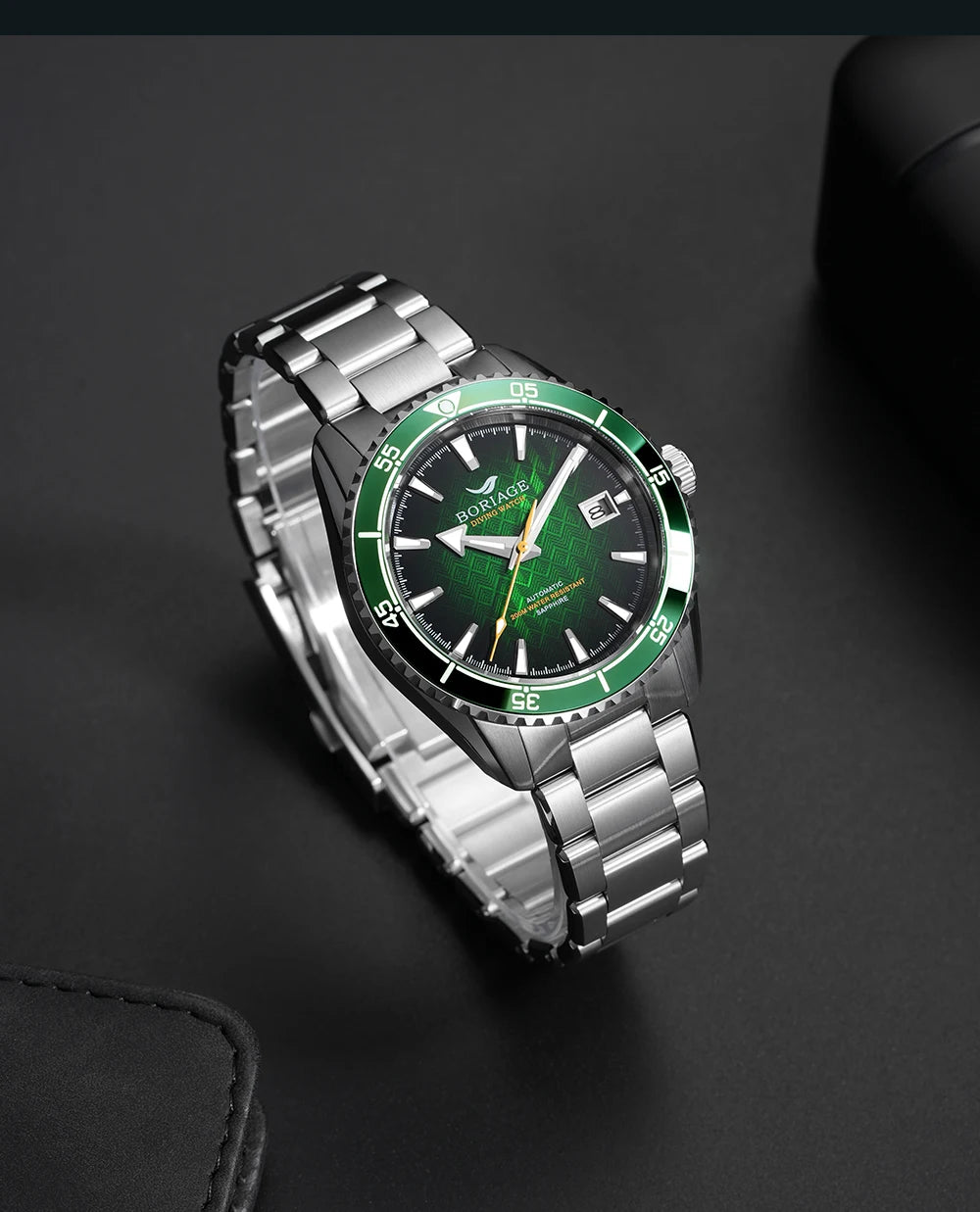 BORIAGE Fully automatic mechanical diving watch, 200m Water Resistance Miyuda 9015 movement men's watch