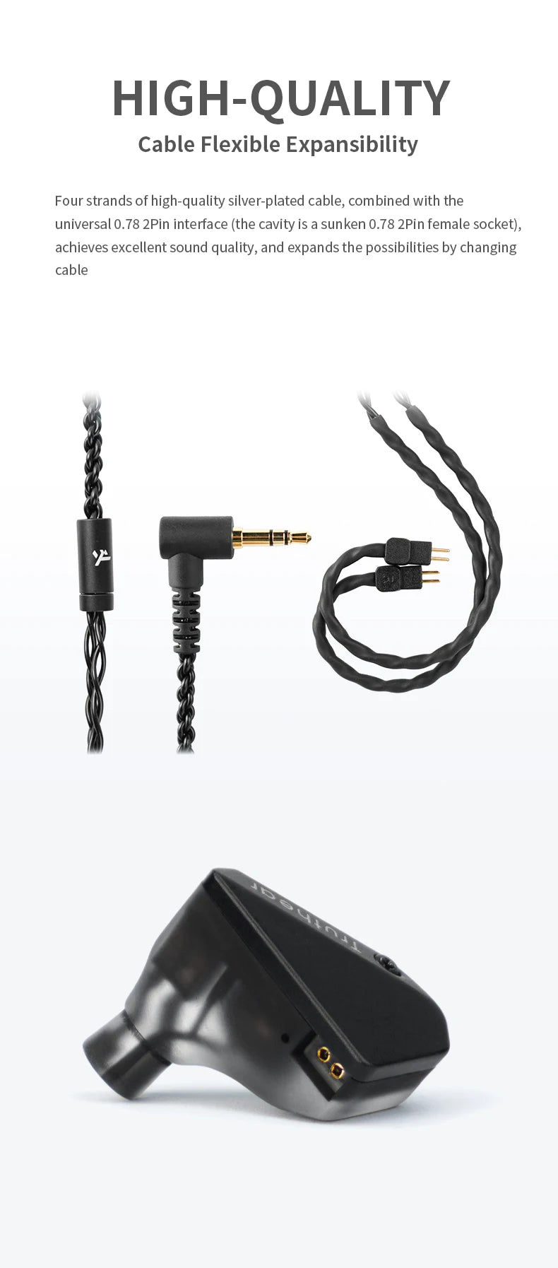Truthear HEXA 1DD+3BA Hybrid-Kabelkopfhörer – High-Fidelity-In-Ear-Monitor-IEM-Ohrhörer mit 0.78 2Pin versilbertem Kabel