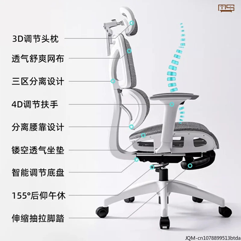Sedia da studio ergonomica e confortevole, supporto lombare per lunghi periodi da seduti, sedia regolabile in altezza, sedia da ufficio girevole per computer a casa