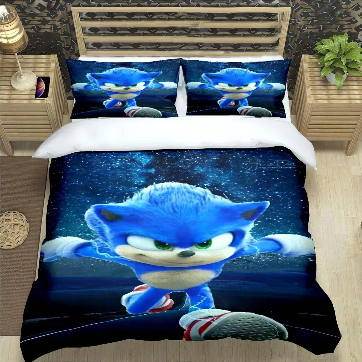 Fashion Cartoon Role Characters Print Bedding Set Sonic Duvet Cover Comforter Bed Youth Kids Girl Boys Luxury Birthday Gift