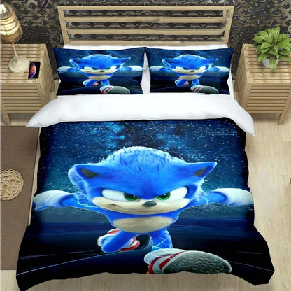 Fashion Cartoon Role Characters Print Bedding Set Sonic Duvet Cover Comforter Bed Youth Kids Girl Boys Luxury Birthday Gift
