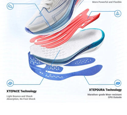 Xtep One Piece Modeling 5.0 Impact-Resistant Men's Lightweight Quick-Drying Marathon Running Sneakers 874219110036