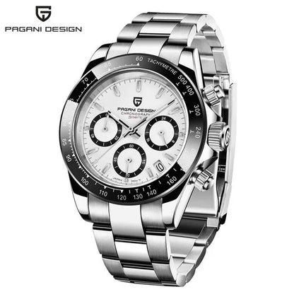 PAGANI DESIGN V2 40MM Herrenuhr mit Meteorit-Zifferblatt, Quarzwerk, Saphirglas, Retro-Chronograph, wasserdichte Uhr für Herren