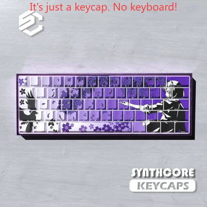 Sakura Raven Keycaps Cherry Side-engraved Translucent Keycaps PBT 129 Keys for Wooting 68/84/87/104 Mechanical Keyboards.