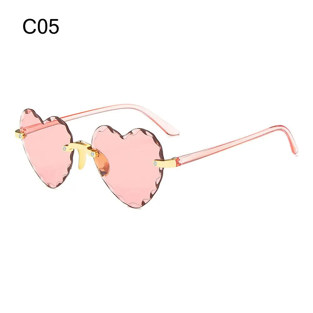 Heart Sunglasses Rimless Metal Frame Heart Shaped Sunglasses Gradient Lens Love Heart SunGlasses Women Eyewear UV400 Protection