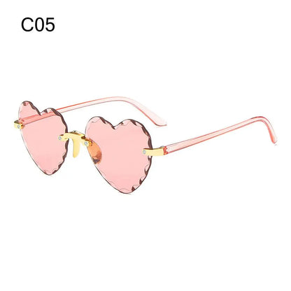 Heart Sunglasses Rimless Metal Frame Heart Shaped Sunglasses Gradient Lens Love Heart SunGlasses Women Eyewear UV400 Protection