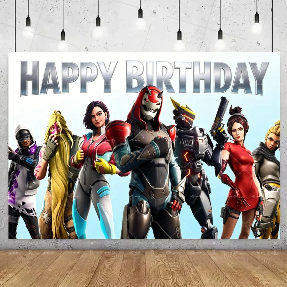 Fortnite Game Theme Birthday Party Decoration Background Fortnite Gamer Banner Boys Girls Photography Supplies Backdrop Kid Gift