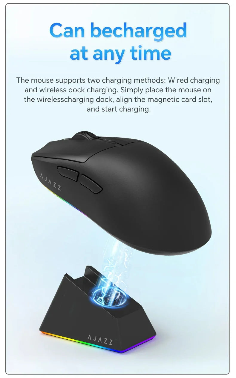 AJAZZ AJ139 V2 PRO Wireless Gaming Mouse, PAW3395/PAW3311 Sensor, 26000 DPI Bluetooth & 2.4GHz Wireless Gaming Mouse for PC, Laptop & Esports