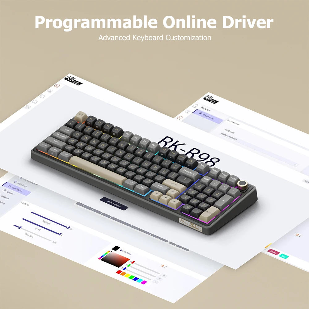 Teclado mecánico con cable RK ROYAL KLUDGE R98Pro Gasket, 98 teclas, RGB, hot-swappable, botón desmontable para gamers, keycaps PBT