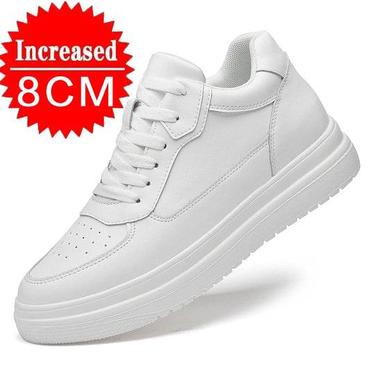 High-Quality Men's Elevator Sneakers Fashion Casual Comfortable Leather Sports Shoes Height Increase 6/8/10cm
