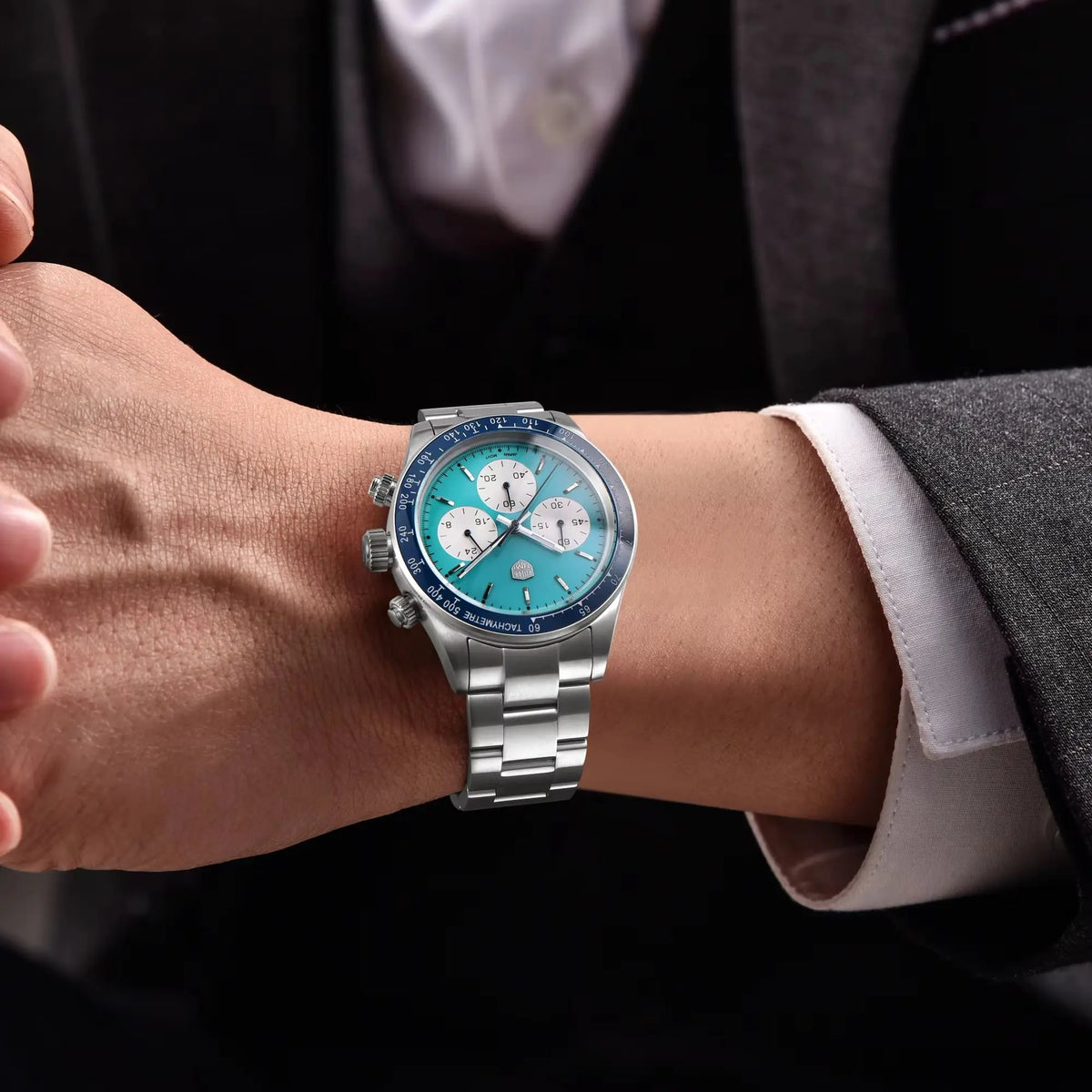 Rossitimi Casual Elegance Men Quartz Watch  Light Luxury Premium Stainless Steel Sapphire Small Three-Pin Luminous Diving Watch