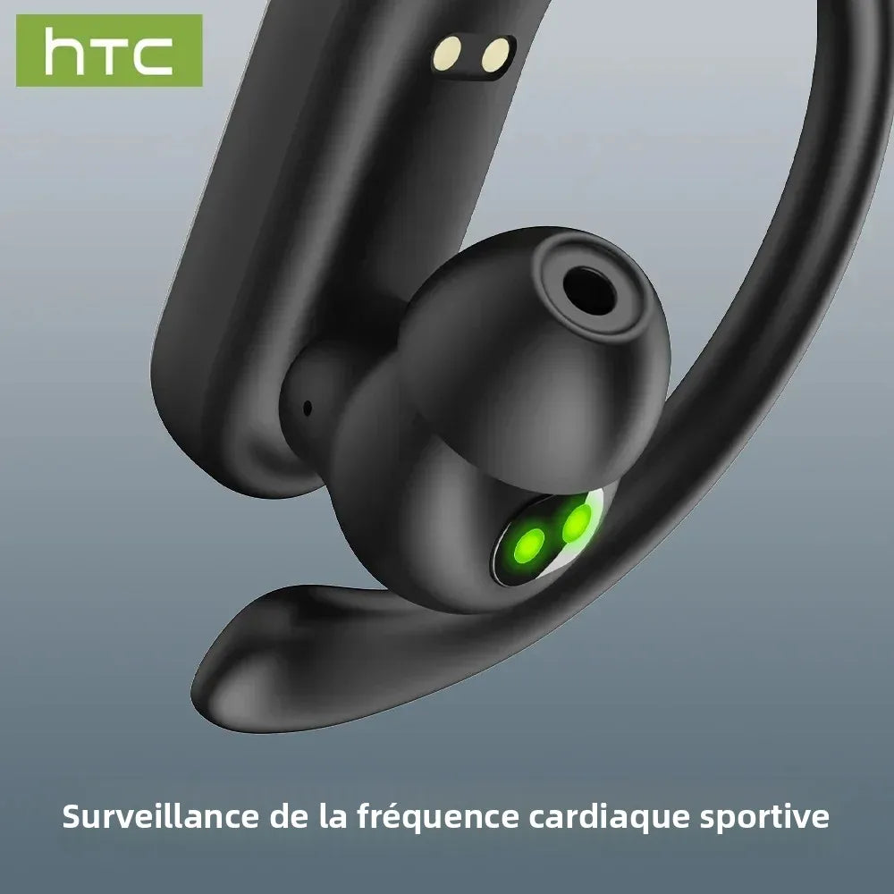 HTC NE61 Bluetooth Earphones – Premium Wireless Noise Reduction Sports Earbuds with AI Translator, Heart Rate Monitor & HD Bass