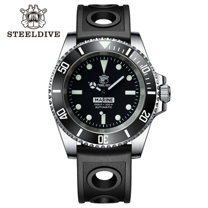 STEELDIVE SD1954 Black Dial 41MM Stainless Steel NH35 Automatic Movement What Ghost Men's 300M Dive Watch Sapphire Glass