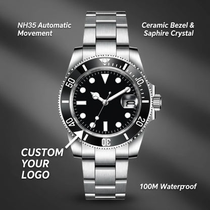 Corgeut 40mm  Luxury Business NH35 Men's automatic mechanical Diving Watch, ceramic bezel, sapphire crystal, 100m waterproof.