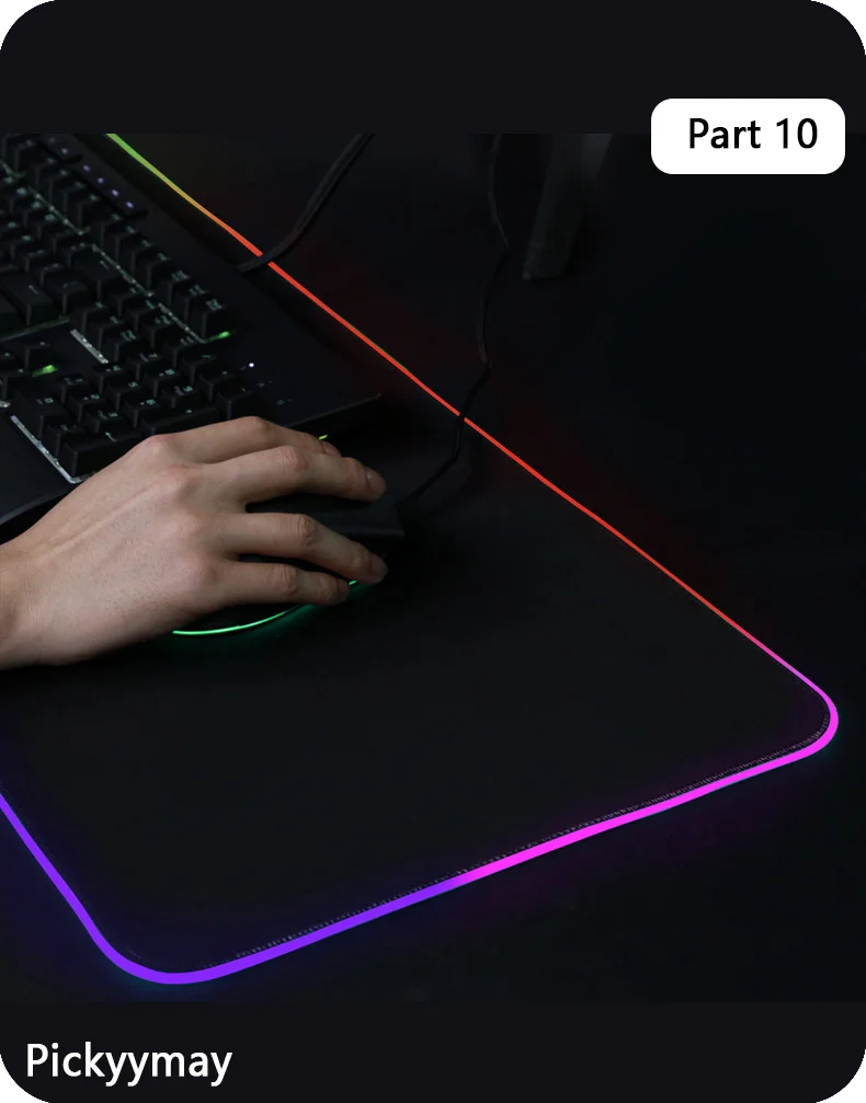 Velká RGB herní podložka pod myš, LED podložka pod myš pro hráče, podložka na stůl k PC, RGB podložka pod klávesnici XXL 90x40cm