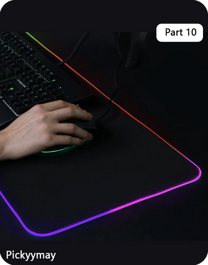 Velká RGB herní podložka pod myš, LED podložka pod myš pro hráče, podložka na stůl k PC, RGB podložka pod klávesnici XXL 90x40cm