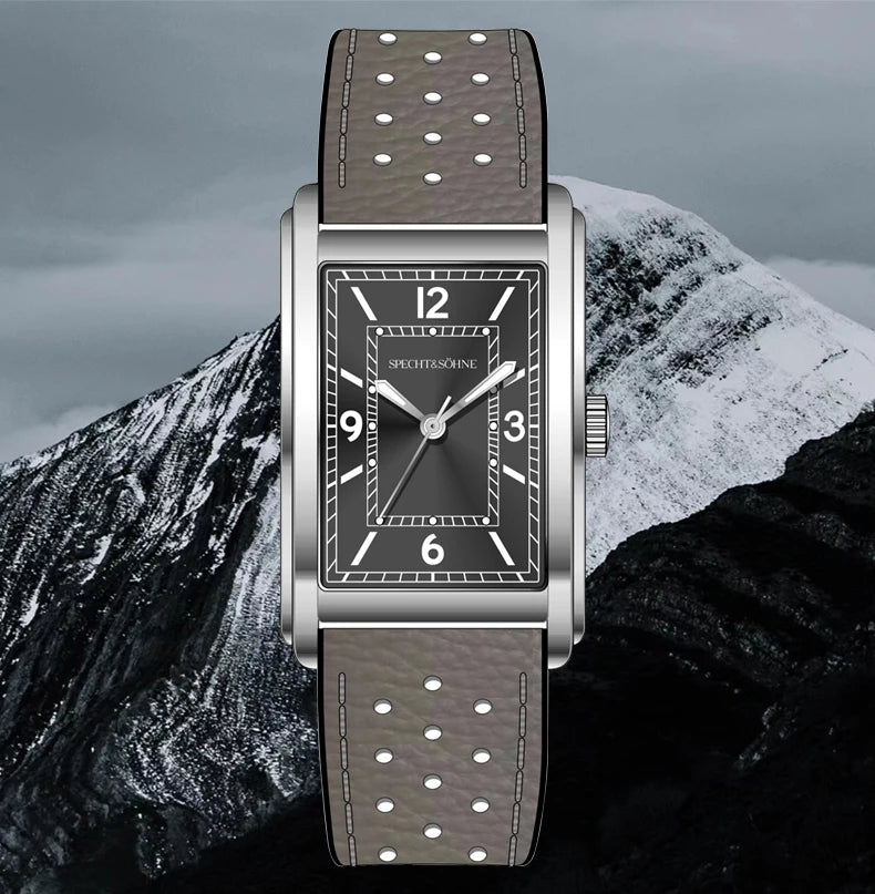 Specht & Söhne Neue modische 28MM quadratische Uhr für Herren, VH31-Uhrwerk, Sportuhr, blau, Edelstahl, Saphirglas, wasserdicht