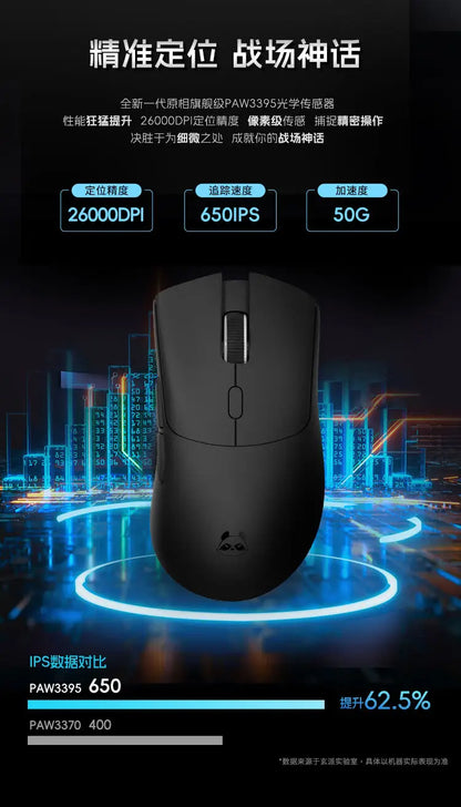 Mouse wireless Metaphyuni Metapanda P1 Pro Max Paw3395L, latență redusă, ușor, pentru e-sports și gaming, ergonomic, cadou pentru gamer PC