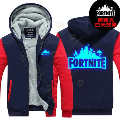 New Arrival Fortnite Men Cool Sweatshirt Battle Game Coat Winter Thick Fleece Warm Zipper Harajuku Hoodie Streetwear