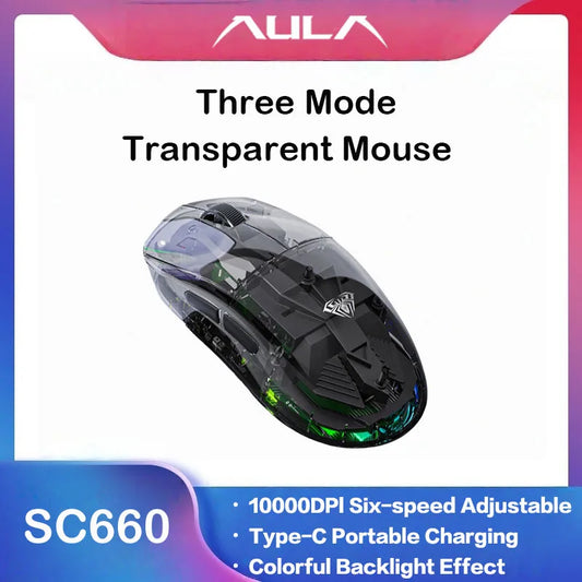 Ratón Bluetooth inalámbrico AULA SC660 para e-sports, conexión de tres modos, ligero, carga Type-C, para gaming, oficina, niñas y niños