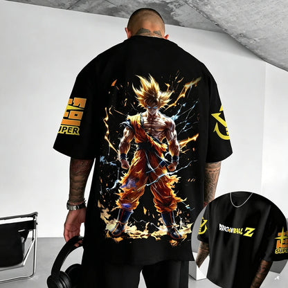 Dragon Ball Z Son Goku All Forms Broly Blue Aura Group Print Kids Oversized T-Shirt Men's Anime Streetwear Anime Tee For Fans