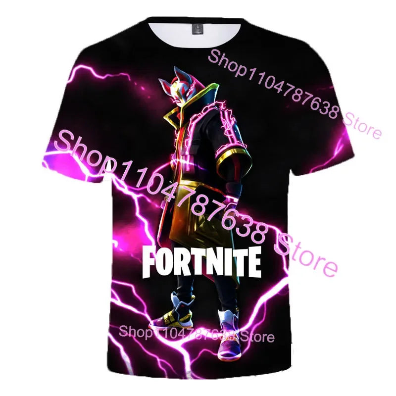 Summer T-shirt Raven Ultima Knight Fortnite T-Shirt, 3D Print Banana Peely Men’s Tee, Battle Royale Game Tops, Birthday Gifts