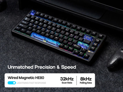 EPOMAKER HE80 75% US-QWERTY-Layout Hot-Swap Creamy Gasket kabelgebundene magnetische mechanische Tastatur mit Hall-Effekt, DKS SOCD für PC/Mac