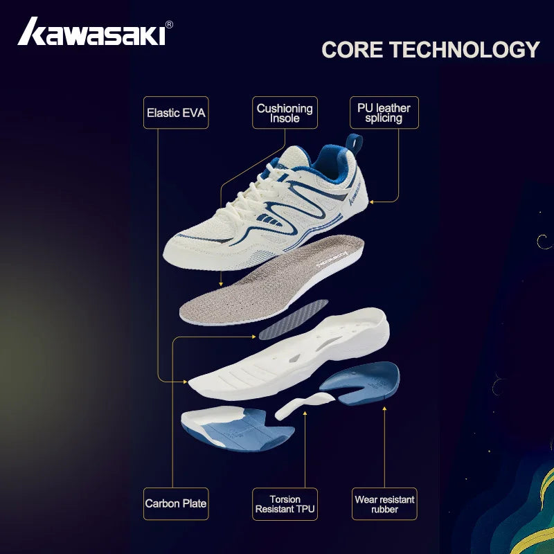 Badmintonschuhe im Retro-Design – Kawasaki Original – Anti-Torsions-Carbon-Einlage – Professionelle Sport-Tischtennisschuhe C32016