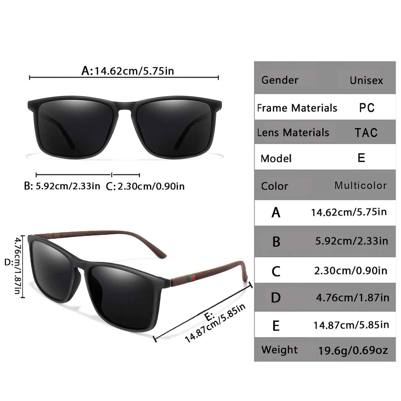 Polarized Square Sunglasses Colorful Lens for Driving Hiking Cycling and Running UV400 Eyewear for Men Women Classic Goggles