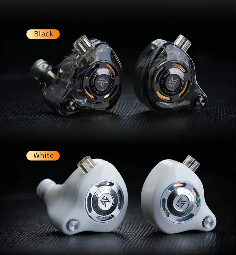 Auriculares IEM Gaming KZ Gale – Monitor In-Ear HiFi con driver superlineal y cable desmontable de 2 pines chapado en plata