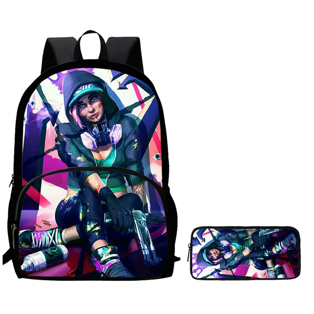 Conjunto de 2 Peças de Mochila Escolar Infantil FORTNITE Cartoon, Mochila Leve e Resistente e Estojo com Bolso Frontal, Meninos e Meninas 5-10