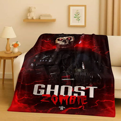 HD Classic Gun Game Call of Duty COD Ghost Simon Flannel Blanket,Ultra Soft Warm Plush Throw for Home Bedroom Bed Sofa Cover Kid