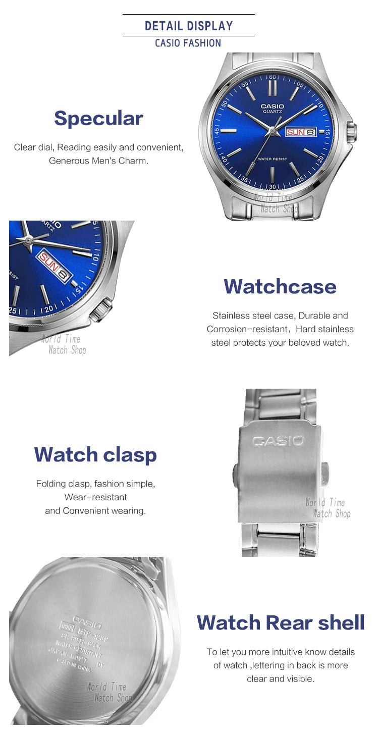 Casio watch men simple Week Calendar Waterproof quartz men watch Business Casual Style