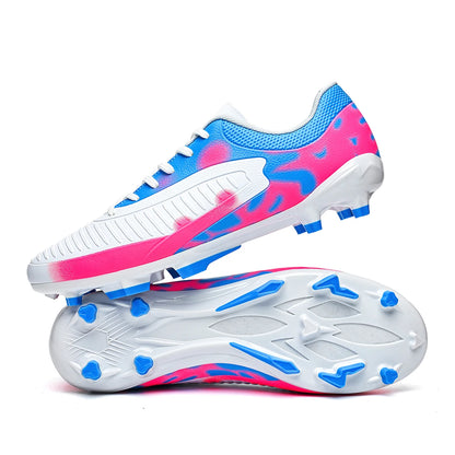Chaussures de football AG FG économiques, tige en mélange PU, crampons longs en TPU durables, antidérapantes, pour adultes, pour terrain en herbe naturelle