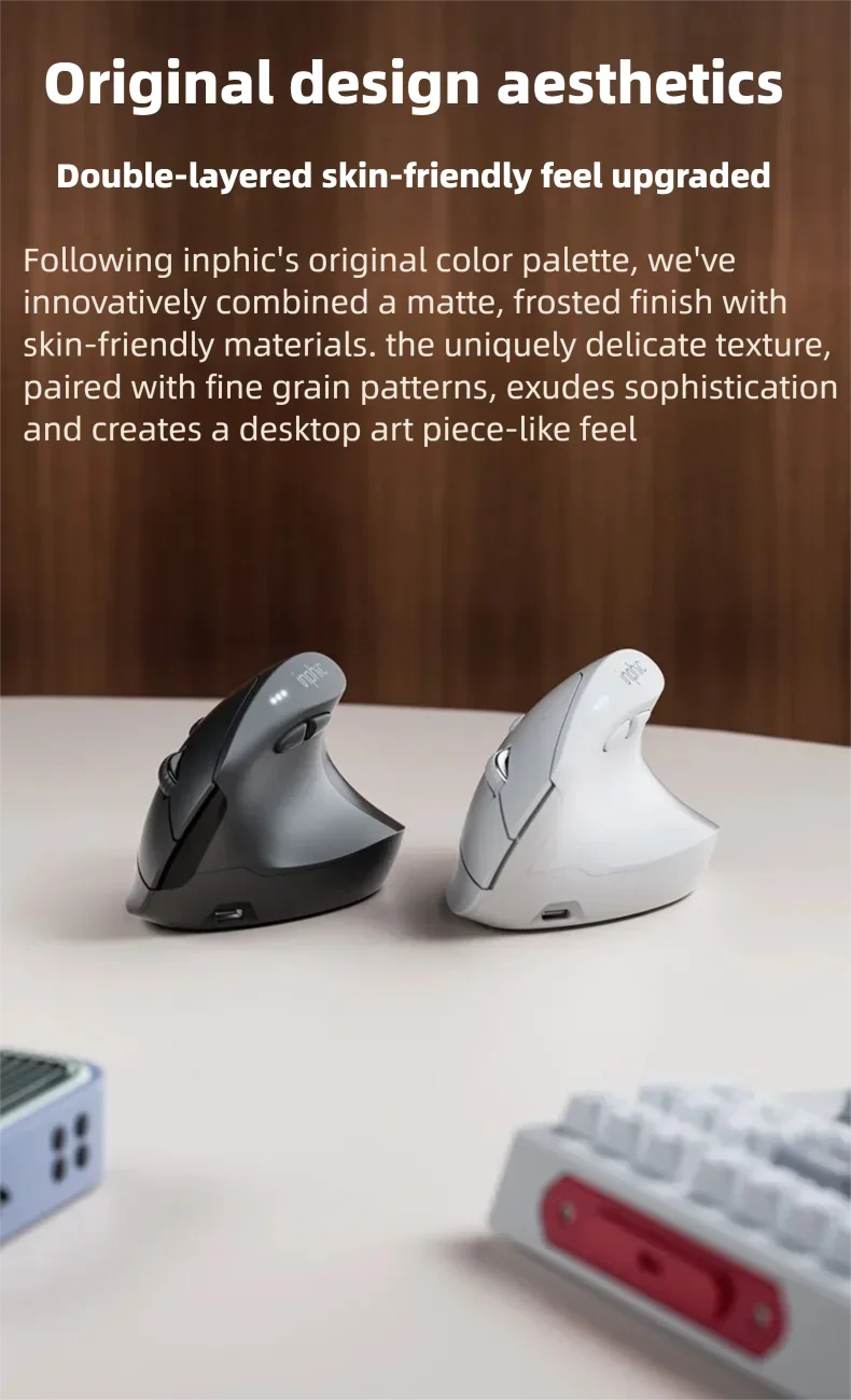 Ratón inalámbrico vertical Inphic X9 PRO con carga rápida Type-C, ergonómico y silencioso, para oficina, portátil, PC, ordenador y gaming