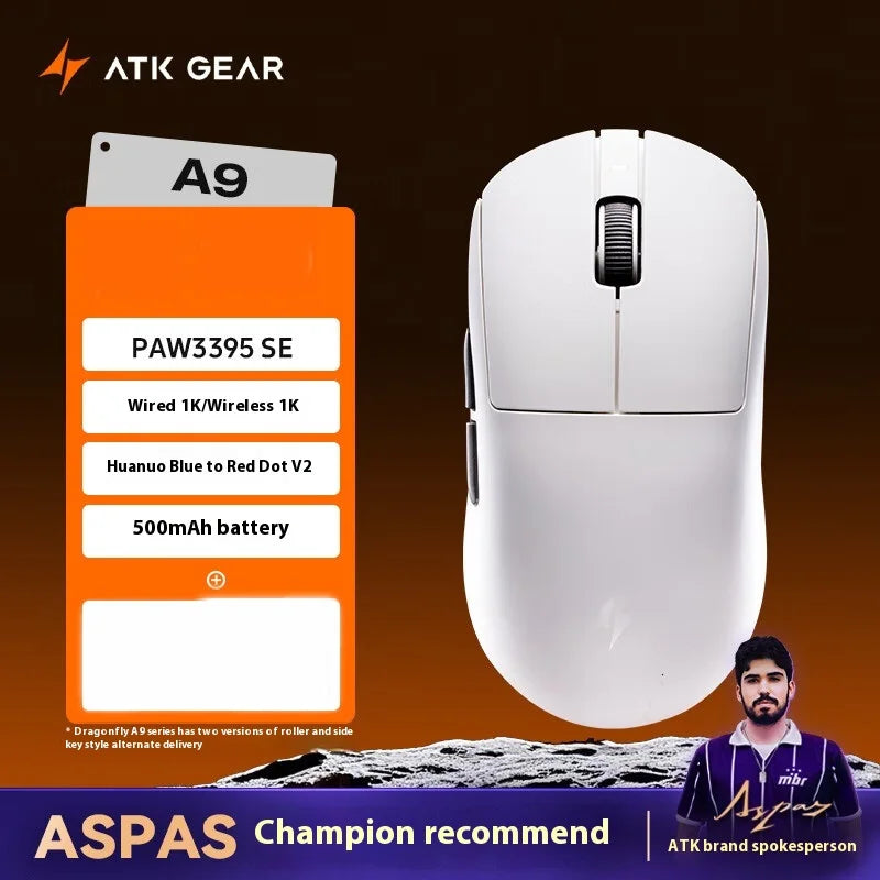 ATK A9 Ultra Wireless Gaming Mouse Tri-Mode 8K, 53g Lightweight Gaming Mouse with Bluetooth, 2.4GHz & Wired, Esports Mouse for PC