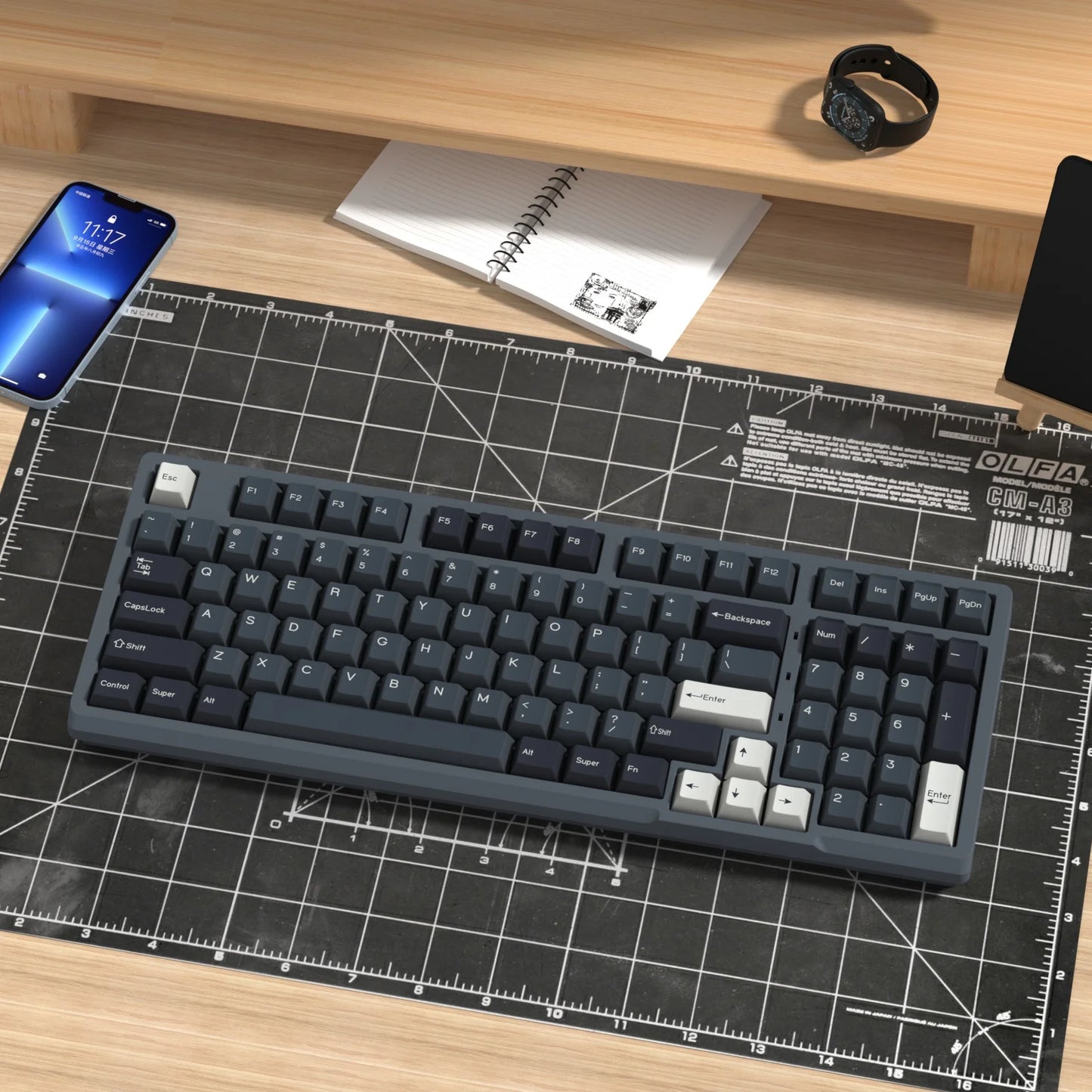 KBDiy 174 Tasten/Set PBT GMK Apollo Tastenkappen, Double-Shot, minimalistisches ISO-Cherry-Profil, für mechanische Gaming-Tastaturen, Tastenkappen für MX