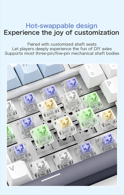 75% Hot Swap Gaming Keyboard Wireless FREEWOL F75 RGB Mechanical Keyboard with Metal Knobs AULA F75 Same Model,Tri-Mode,4000 mAh