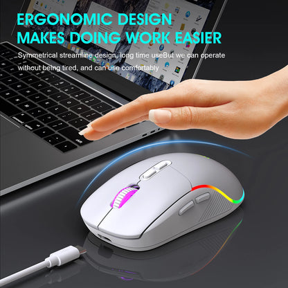 Mouse tri-mod 2.4G wireless/Bluetooth/cu fir, DPI reglabil pe 6 trepte, baterie 500mAh, iluminare RGB, mouse esports pentru gaming, macro și birou