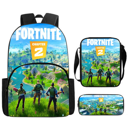 Fortnite 3Pcs Bag Set, Backpack with Front Pocket, Crossbody Bag and Pencil Case, Boys and Girls The Best Gift for Children
