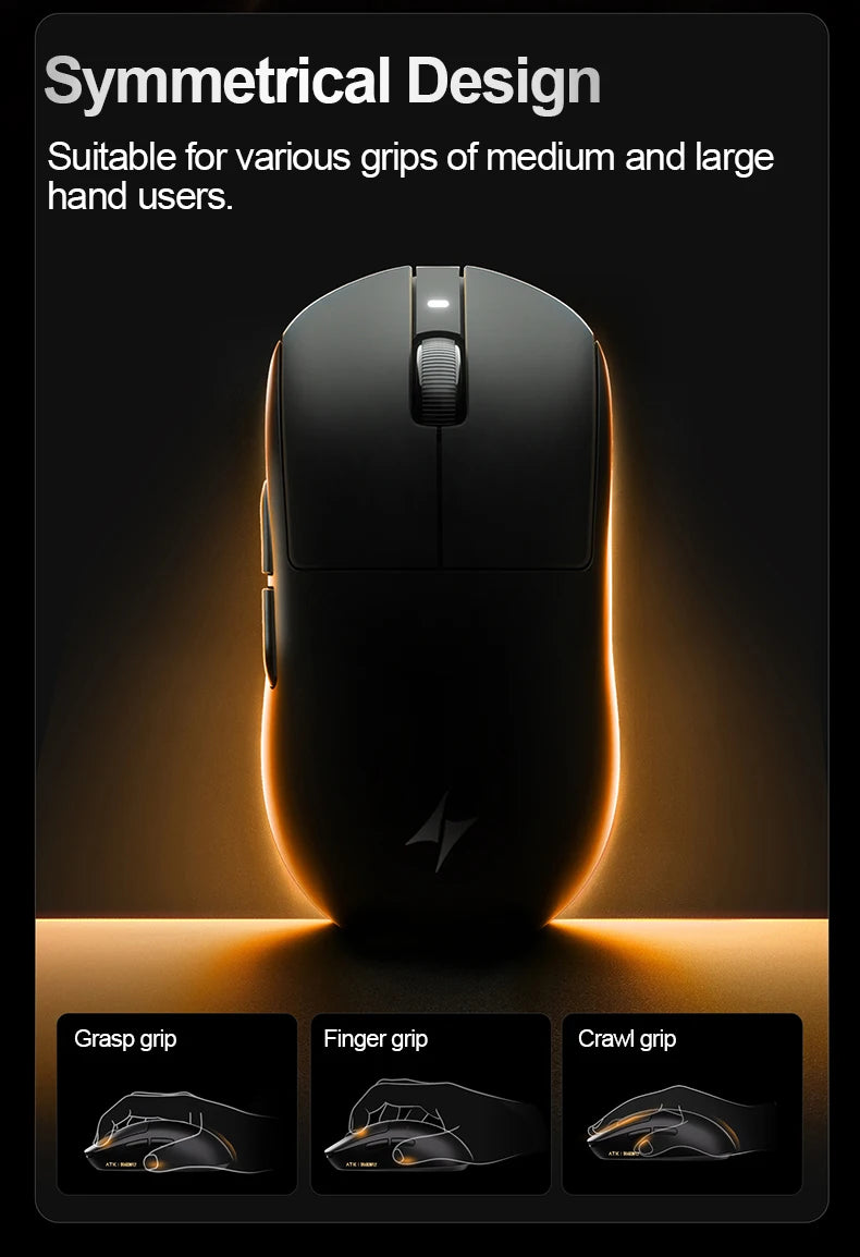 ATK Dragonfly A9 Ultra Wireless Gaming Mouse PAW3950, Tri-Mode 8K Gaming Mouse, Ultra-Lightweight Ergonomic Wireless Gaming Mouse for FPS & Esports