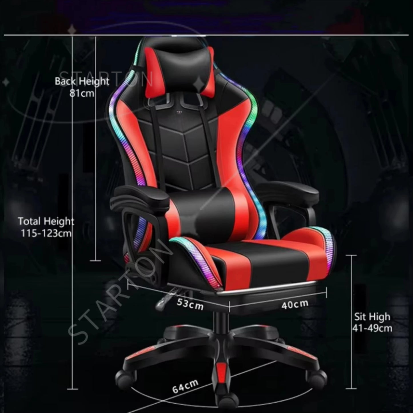 RGB Massage Gaming Chair Adjustable Racing Computer Gaming Chair with Ergonomic Design, Reclining Gamer Chair for Office, PC Gaming & Home Setup