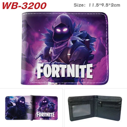 Fortnite Wallets for Kids Anime Fortnite Wallet Cartoon Card Holder Bag Leather Short Purse Fashion Folded Purses Boys Gift