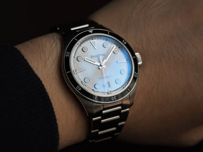 Proxima PX1697 39mm Men Watch White Enamel Dial Bubble Sapphire PT5000 SW200 Automatic Mechanical Vintage Watches 20Bar Luminous