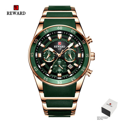 REWARD Relogios Masculino 81011M Sports Silicone Quartz Men's Watch Waterproof Calendar Chronograph Luminous Watches Men Часы