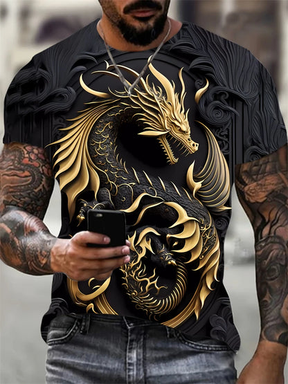 Modni muški T-shirt kratkih rukava s okruglim izrezom, T-shirt s 3D printom vuka, muški ležerni sportski T-shirt kratkih rukava, ulični top