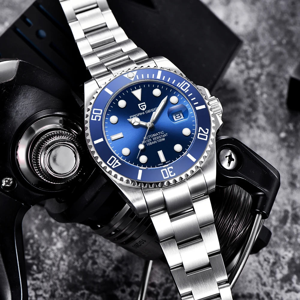 New PAGANI DESIGN Diving Automatic MechanicalWatch Luxury Sports WaterproofWatch Stainless Steel Sapphire Luminous Watch for Men